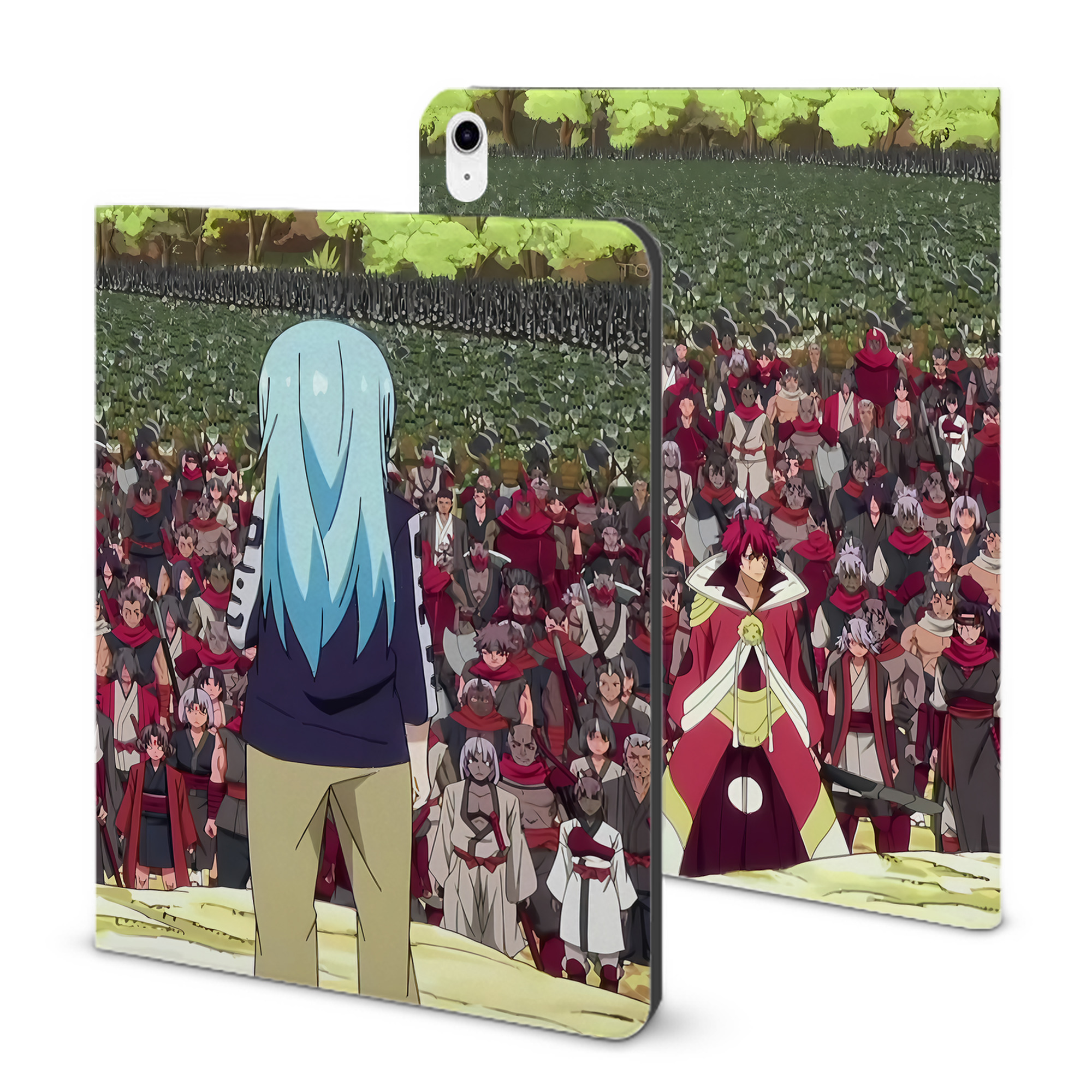 （画像用） 転スラ Regarding Reincarnated to Slime IPad ケース ブック型 PUレザー TPU 耐衝撃 軽量 薄型 ペン収納なし 全面保護 IPad 各モデル対応